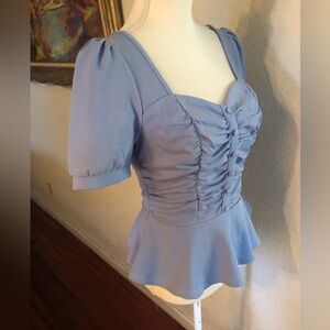 Belle Poque Elegant Retro Top blue